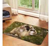 Perro Pug Impreso,Tapete para Comida de Mascotas, manteles Individuales de Cuero sintético para Gatos y Perros,40x60cm