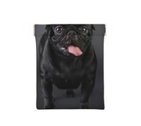 Perro Pug Negro Aislado sobre un Fondo Negro, Squeeze Top Wallet Bolsa de Almacenamiento para Mujer Monedero pequeño Bolsa de Cambio