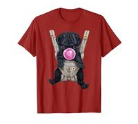 Perro Pug Negro soplando Chicle en portabebés Camiseta, Hombre, Arándano, XXL