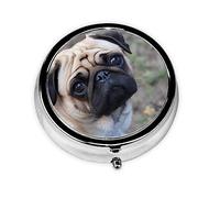 Perro Pug, pastillero, pastillero cuadrado para bolsillo o monedero, pastillero pequeño, organizador de pastillas de viaje