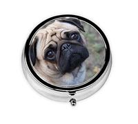 Perro Pug, pastillero, pastillero cuadrado para bolsillo o monedero, pastillero pequeño, organizador de pastillas de viaje