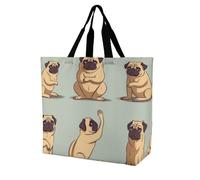 Perro Pug Yoga Bolso De Hombro Gran Capacidad Bolsa Tote Versátil Bolsas De Compras Para Cotidiana Fitness Estudiante