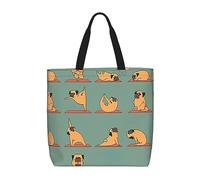 Perro Pug Yoga Bolso De Hombro Versátil Bolso De Compras Portátil Bolsas De Mano Para Shopping Mujer Picnic