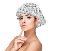 Perro PugLindo perro Pug blanco y negro,Gorro de dormir de satén ajustable para adultos, de seda, elástico, para dormir, para mujer