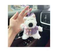 (Perro PurpleRabbit) Adorable llavero de peluche de perro de dibujos animados de algodón PP suave, abalorio para