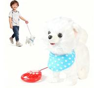 Perro Que Camina y Ladra, Cachorro de Peluche Que Ladra, Lengua Realista Que Lame, Cola Que Se Mueve, con Música y Correa, Perro Cachorro para Regalos de Cumpleaños de Niñas y Niños Style A