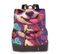 Perro que lleva una colorida sonrisa con mochila de viaje para mujer, mochila casual, mochila de cuero estampada para mujer para el trabajo