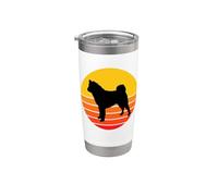 Perro Raza Akita Americano Perro Silueta Retro Vaso térmico de acero inoxidable de doble pared