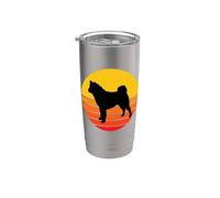Perro Raza Akita Americano Perro Silueta Retro Vaso térmico de acero inoxidable de doble pared