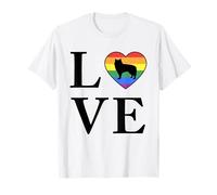 Perro Raza Alaskan Malamute Palabra Amor Tipografía Retro Camiseta
