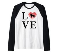 Perro Raza Alaskan Malamute Palabra Amor Tipografía Retro Camiseta Manga Raglan