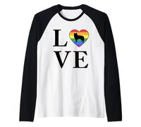 Perro Raza Alaskan Malamute Palabra Amor Tipografía Retro Camiseta Manga Raglan