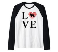 Perro Raza American Cocker Spaniel Palabra Amor Tipografía Camiseta Manga Raglan
