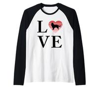 Perro Raza English Springer Spaniel Palabra Amor Tipografía Camiseta Manga Raglan