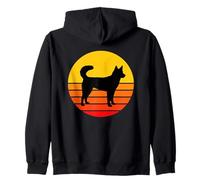 Perro Raza Kai Ken Perro Silueta Retro Sudadera con Capucha