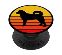 Perro Raza Laika de Siberia Oriental Perro Silueta Retro PopSockets PopGrip Adhesivo