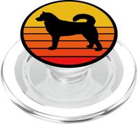 Perro Raza Laika de Siberia Oriental Perro Silueta Retro PopSockets PopGrip para MagSafe