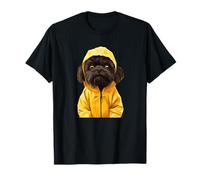 Perro recubierto de amarillo y risas en días lluviosos para niños y niñas Camiseta