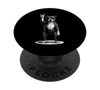 Perro Retro Vintage con música Rock de Staffordshire Bull Terrier PopSockets PopGrip Adhesivo