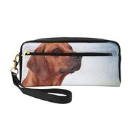 Perro Ridgeback De Rodesia, Bolsa de Maquillaje Bolsa de cosméticos Bolsa de Aseo de Viaje portátil Estuche de Cuero para Mujeres y niñas