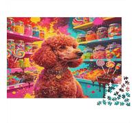 Perro Rizado Tienda de Dulces Puzzle de 1000 Piezas Papel para Adultos Golosinas Coloridas Relajación Decoración Regalo Familiar 52x38cm/1000pcs