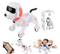 Perro robot, cachorro robot, robots de aprendizaje temprano, robots de control remoto, con modo de programación inteligente, proporciona materiales de educación temprana, sensor táctil (rosa y blanco