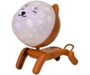 Perro robótico para proyector de galaxia, luz nocturna con caja de sonido, lámpara de techo de estrella 3D para dormitorio de niños, recargable por USB, decoración espacial giratoria blanca (marrón)