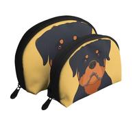 Perro Rottweiler, Bolsa de Maquillaje de Concha, Monedero pequeño para Mujer, Bolsa de artículos de tocador, Bolsa de cosméticos, 2 Piezas