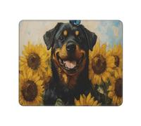 ¡Perro Rottweiler Y Girasoles Dan La Bienvenida Al Verano! Vintage Alfombrilla De Ratón Antideslizante Alfombrillas De Mouse Pequeña Alfombrilla para Ratón para Computadora Hogar 25X30Cm