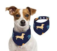 Perro Salchicha Azul Anaranjado,Pañuelos de algodón para Perros, Bufandas Ajustables para Mascotas,L