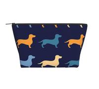 Perro Salchicha Azul Naranja, Bolsa de artículos de tocador Bolsa de Maquillaje Bolsa de cosméticos Bolsa de artículos de tocador de Viaje portátil