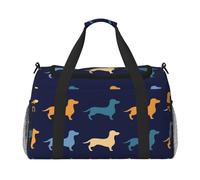 Perro Salchicha Azul y Naranja,Bolsas Deportivas, Bolsos de Viaje Deportivos Cruzados de Mano, Bolsas de Viaje de Gran Capacidad para Mujeres y Hombres.
