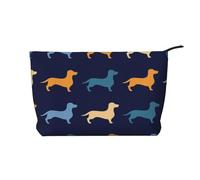 Perro Salchicha Azul y Naranja,Neceser de Pana, Neceser de Maquillaje portátil, Neceser de Viaje