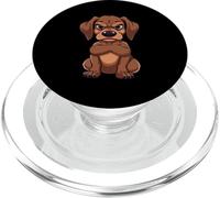 Perro Salchicha caricaturesco con expresión seria PopSockets PopGrip para MagSafe