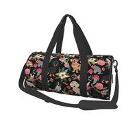 Perro Salchicha con Flores, Bolsa de Viaje de Gran Capacidad, Bolso Redondo, Bolsa de Viaje Deportiva, Bolsa de Mano, Bolsa de Fitness