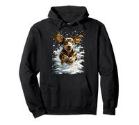 Perro Salchicha con Nieve y Copos de Nieve Snowy Winter Sausage Dog Sudadera con Capucha