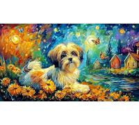 Perro Salchicha de otoño con Hoja en Forma de corazón Puzzle de 1000 Piezas para Adultos - Juego Familiar Divertido DesaFío edugatoivo diFícil 38x26/1000pcs