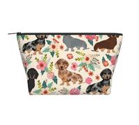 Perro Salchicha Floral Flores Vintage, Bolsa de artículos de tocador Bolsa de Maquillaje Bolsa de cosméticos Bolsa de artículos de tocador de Viaje portátil