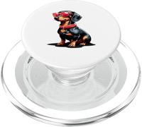 Perro salchicha gafas fresa diseño divertido PopSockets PopGrip para MagSafe