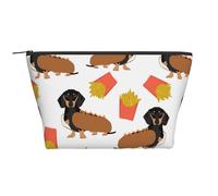 Perro Salchicha Hot Dog Y Papas Fritas Comida Divertida Linda, Bolsa de artículos de tocador Bolsa de Maquillaje Bolsa de cosméticos Bolsa de artículos de tocador de Viaje portátil
