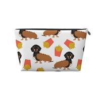 Perro Salchicha Hot Dog Y Papas Fritas Comida Divertida Linda, Bolsa de artículos de tocador Bolsa de Maquillaje Bolsa de cosméticos Bolsa de artículos de tocador de Viaje portátil