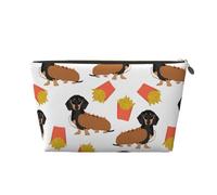 Perro Salchicha Hot Dog Y Papas Fritas Comida Divertida Linda, Bolsa de Maquillaje Bolsa de cosméticos Bolsa de artículos de tocador de Viaje portátil Bolsa de artículos de tocador