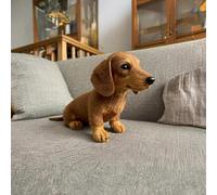 (Perro salchicha marrón) El perro salchicha, sanación emocional a pedido, perro salchicha de peluche realista con pelaje ultra suave y diseñ