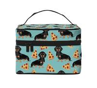 Perro Salchicha Pizza, Bolsa de Maquillaje Bolsa de cosméticos Bolsa de artículos de tocador de Viaje portátil Estuche para lápices Bolsa de artículos de tocador