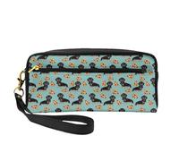 Perro Salchicha Pizza, Bolsa de Maquillaje Bolsa de cosméticos Bolsa de Aseo de Viaje portátil Estuche de Cuero para Mujeres y niñas
