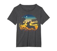 Perro Salchicha Wiener Sunset Garden Amante de la Naturaleza Camiseta, Mujer Tallas Grandes, Jaspeado Oscuro, 4XL Grande