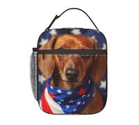 Perro Salchichas Con La Bandera Estadounidense Bolsa Almuerzo Reutilizable Bolsas Nevera Portátil Bolsa Termica Para Aire Libre Oficina Picnic