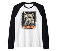 Perro Salvaje Terrier Retrato Bulldog Perro Dueño Pitbull Camiseta Manga Raglan