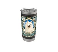 Perro Samoyedo Art Nouveau Edelweiss Alpine Vaso térmico de acero inoxidable de doble pared
