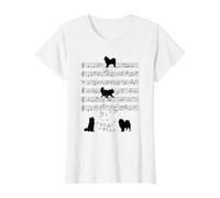 Perro Samoyedo Jugando con Nota Musical para músico Camiseta gráfica económica, Mujer, Blanco, L